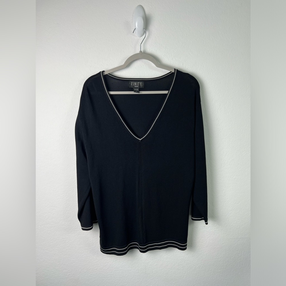 Finity Woman Black with White Detail Long Sleeve Top